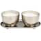 Sweet Bamboo Scented Candles in Silver Hammered Bowls Set